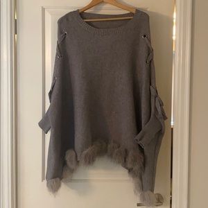 Grey cashmere/faux fur cape.